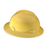 Msa full brim v-guard hard hats with pin lock suspensio